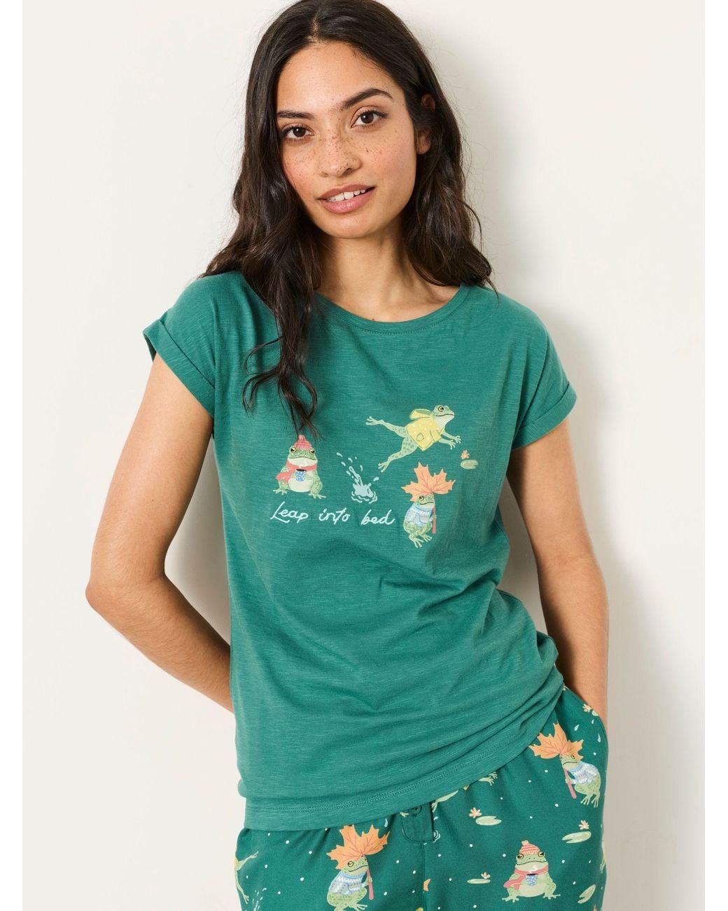 FatFace Green Ivy Pyjama Top