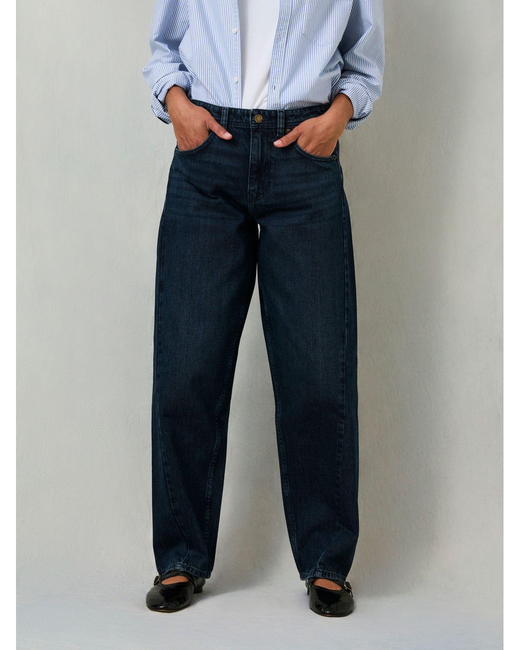 FatFace Blue Roseland Full Length Barrel Leg Jeans