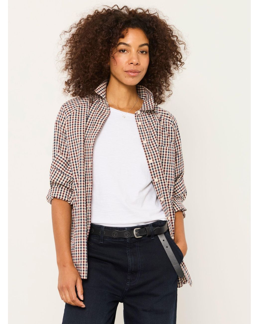FatFace White Bessie Petite Check Shirt