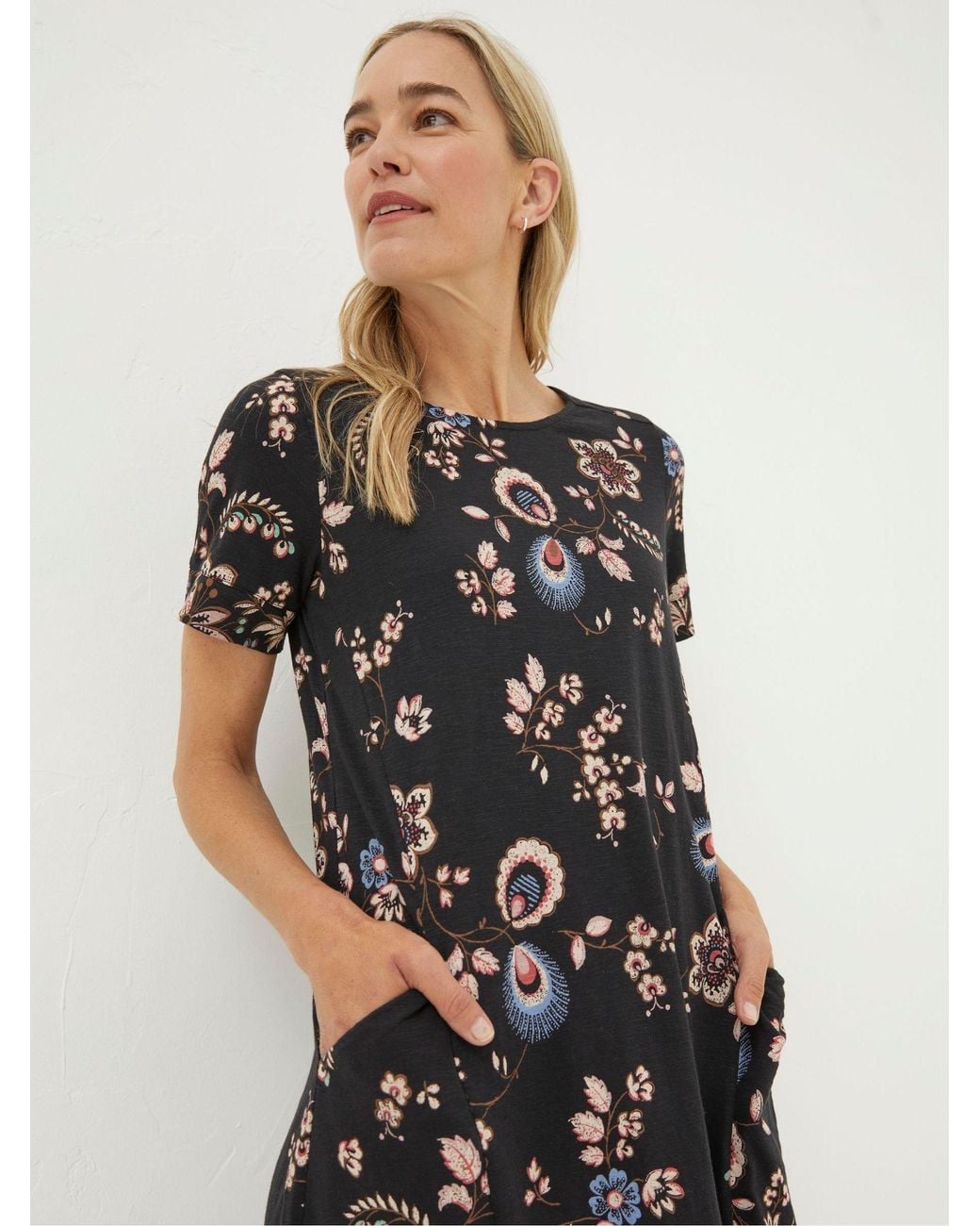 FatFace Black Simone Fall Floral Jersey Dress