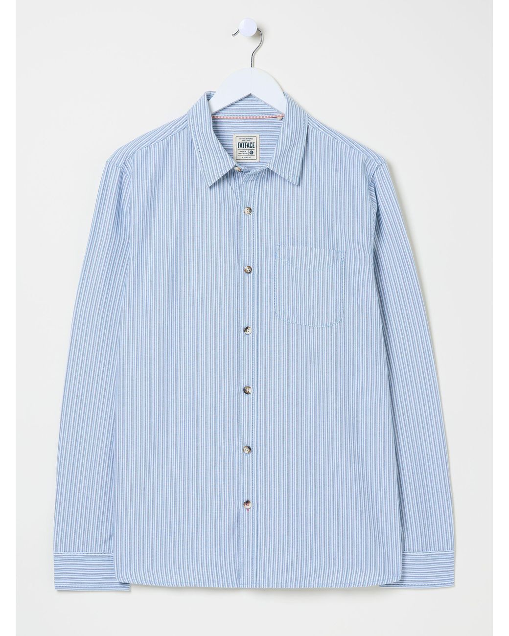 FatFace White Mill Long Sleeve Stripe Shirt for men