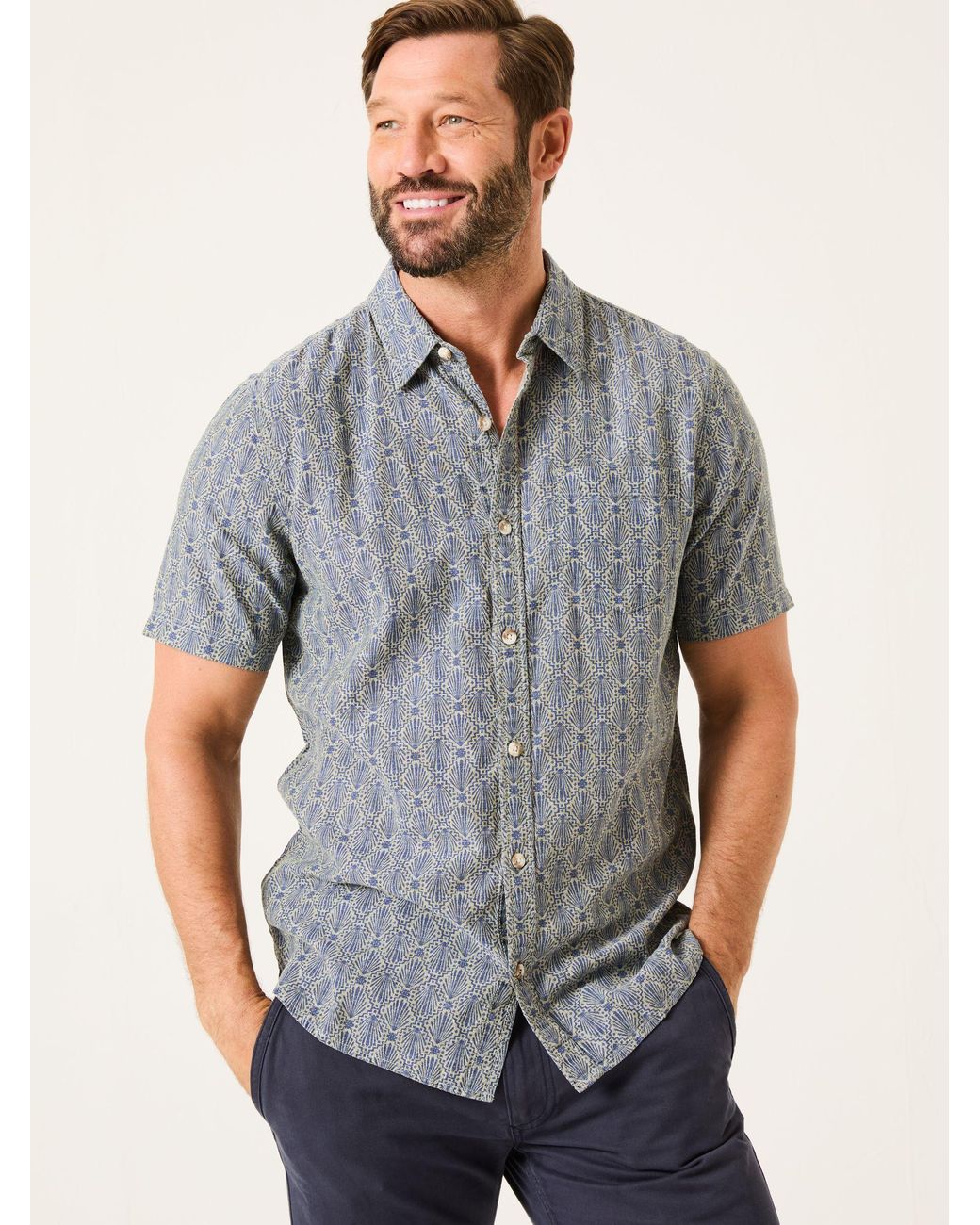 FatFace Gray Short Sleeve Deco Print Shirt for men