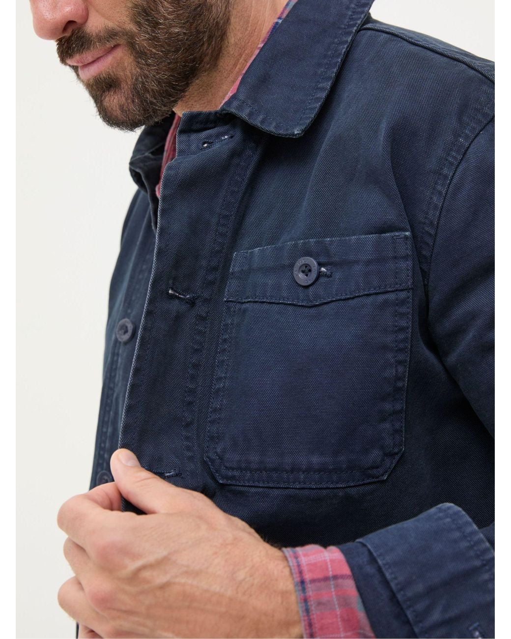 FatFace Blue Canvas Worker Jacket for men
