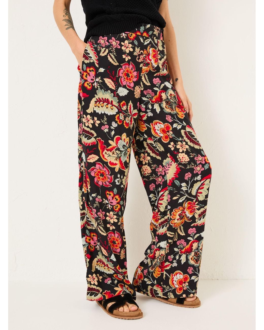 FatFace White Isla Wide Leg Trousers