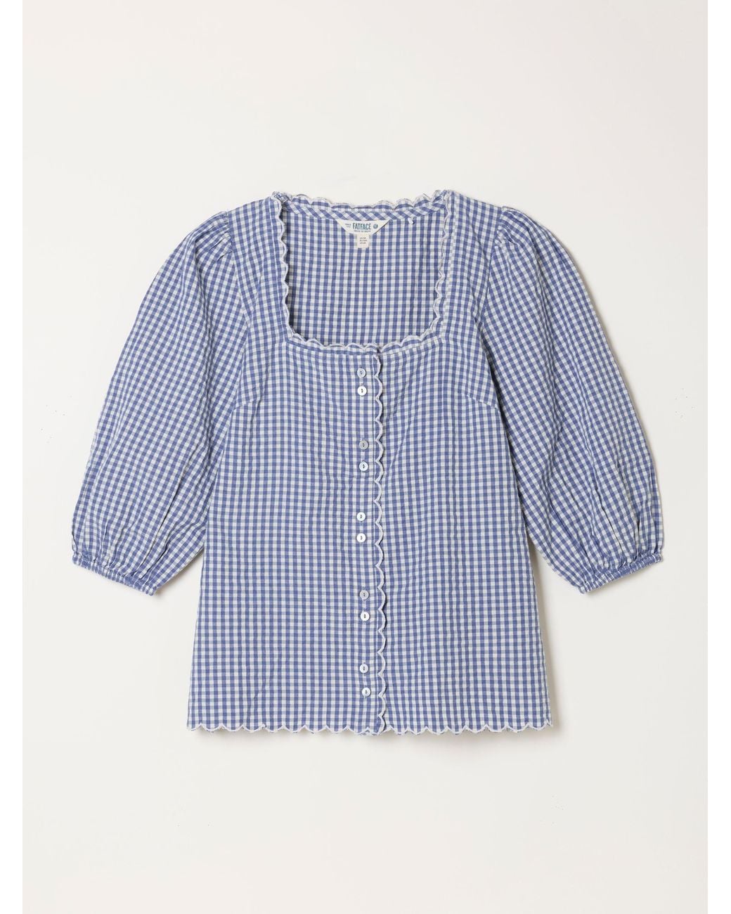 FatFace Blue Sofia Petite Gingham Blouse