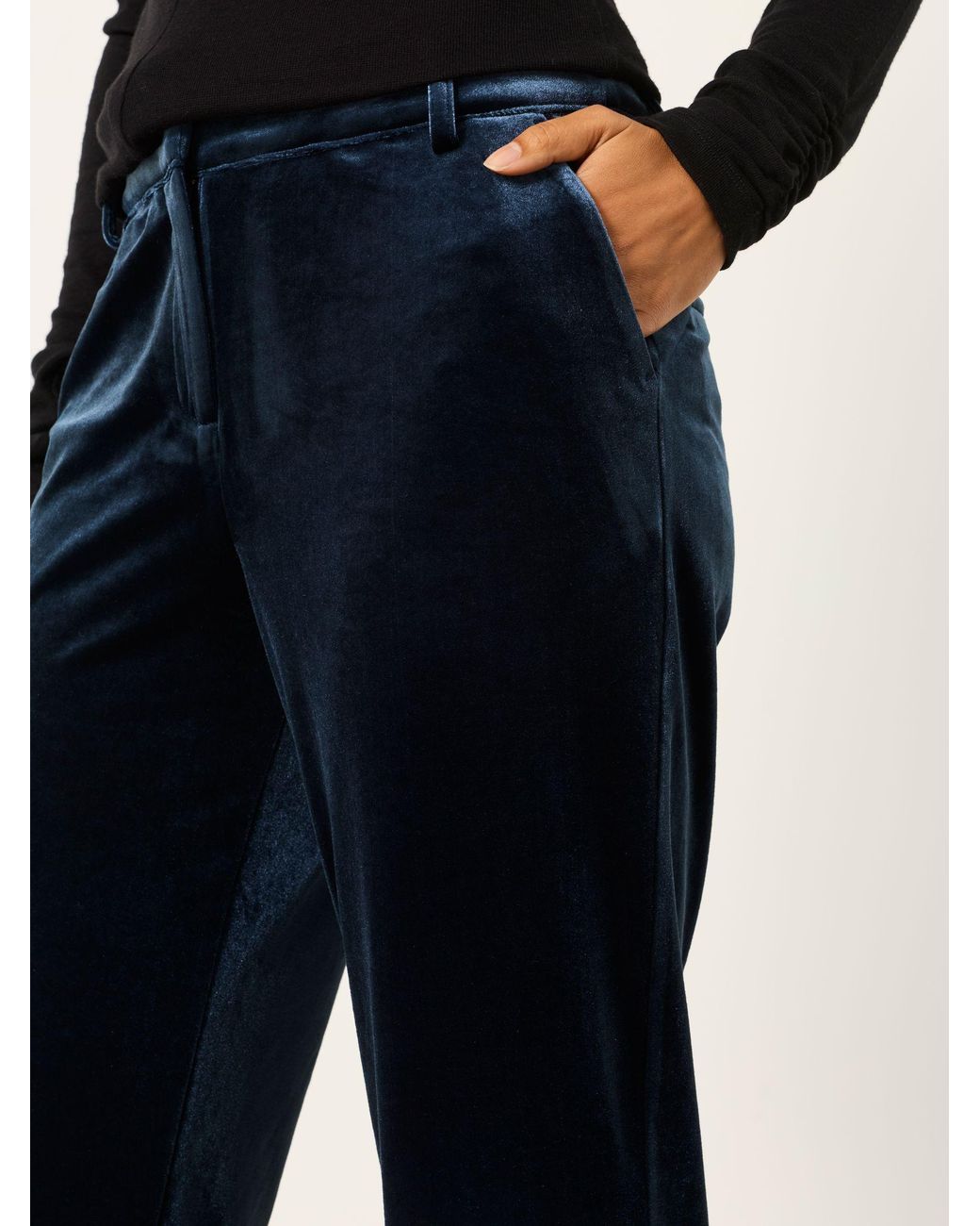 FatFace Blue Tilly Petite Tapered Velvet Trousers