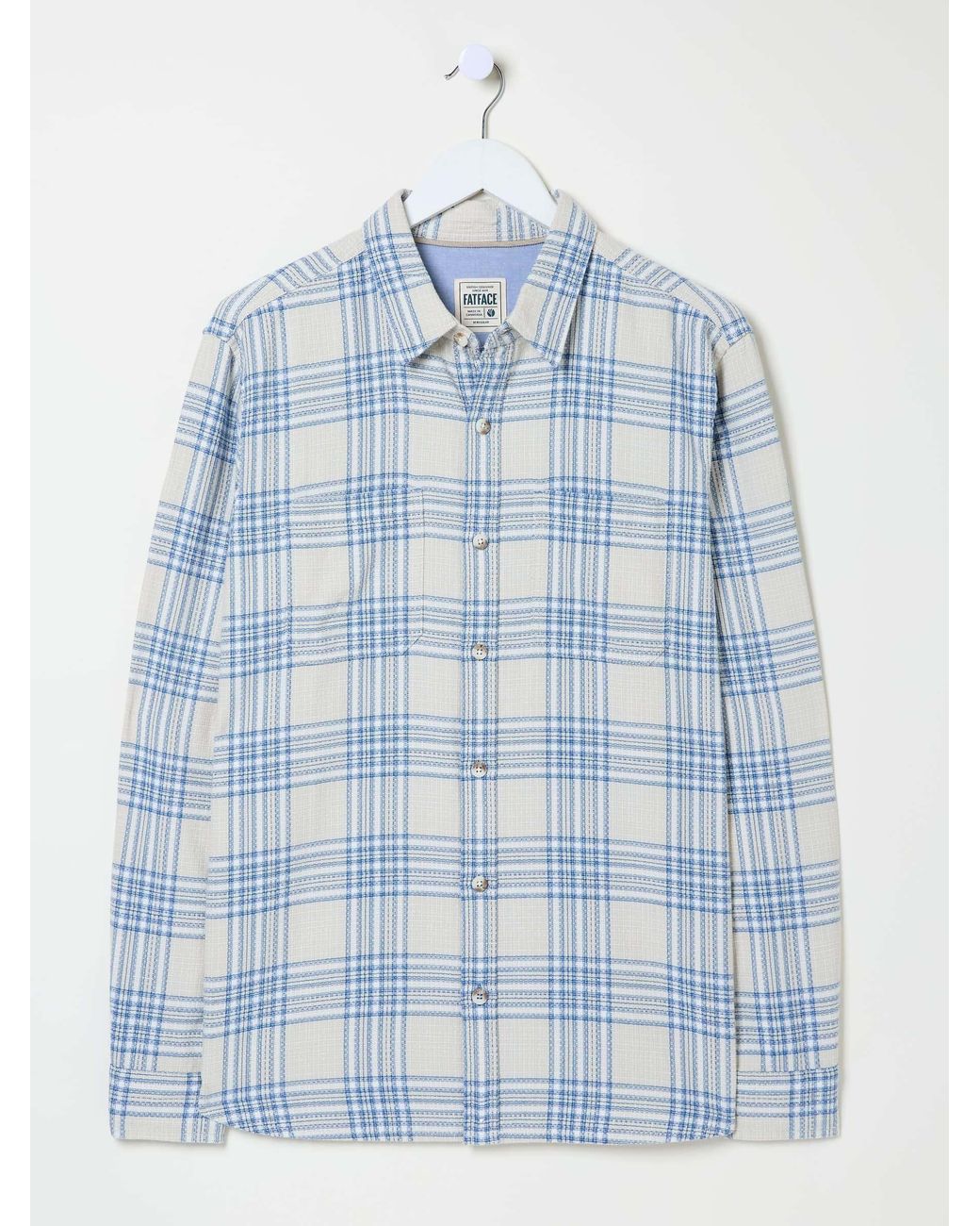 FatFace White Long Sleeve Hove Check Shirt for men