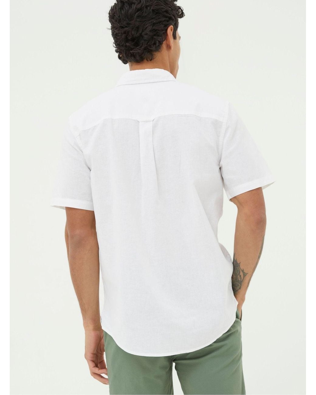 FatFace White Bugle Linen Cotton Shirt for men