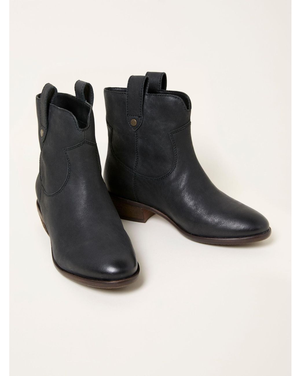 FatFace Black Fatface Remi Regular Fit Leather Ankle Boot