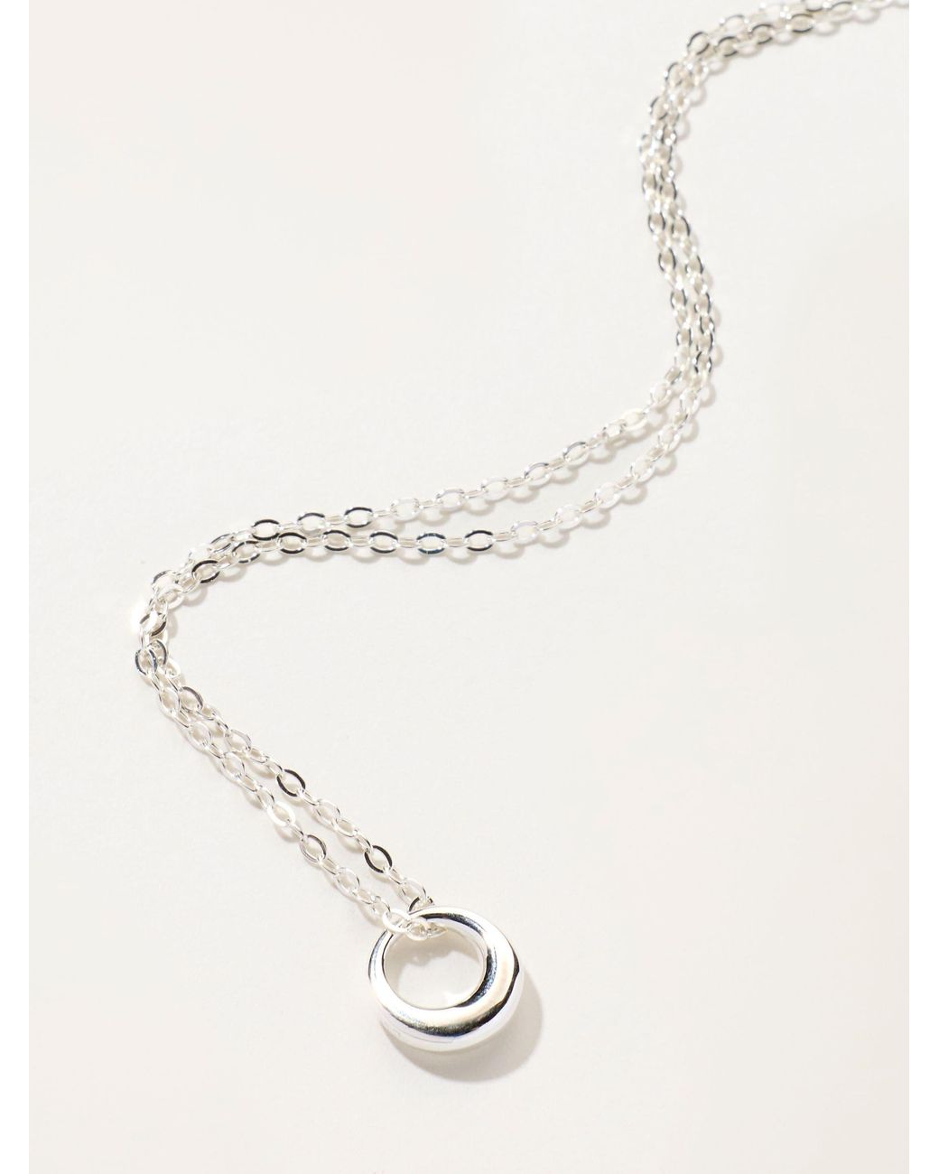FatFace Natural Fatface Sterling Hoop Necklace