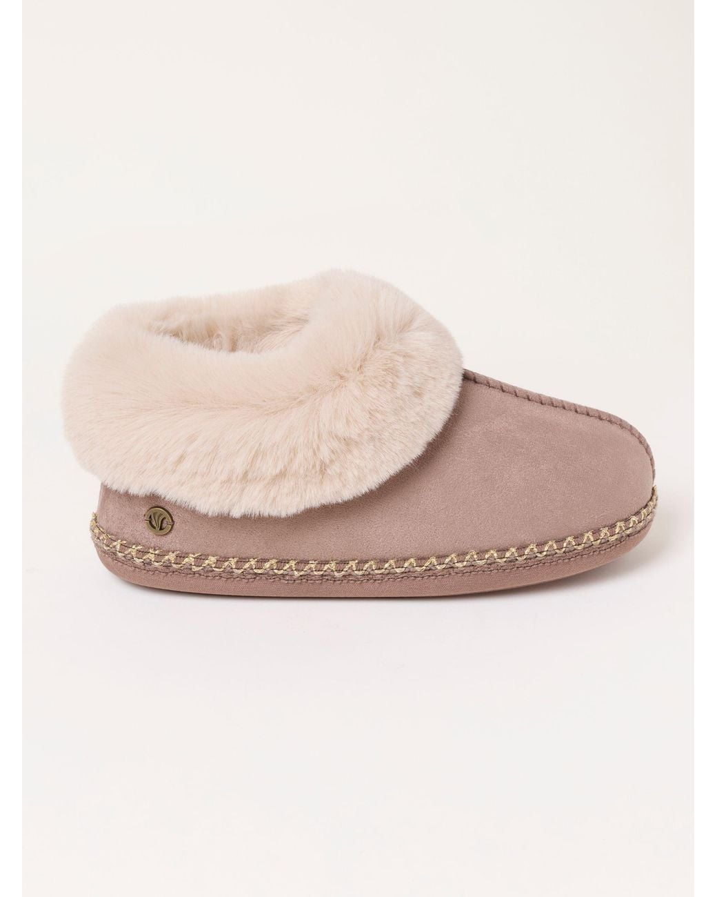 FatFace Natural Fatface Maia Lilac Faux Fur Boot Slipper
