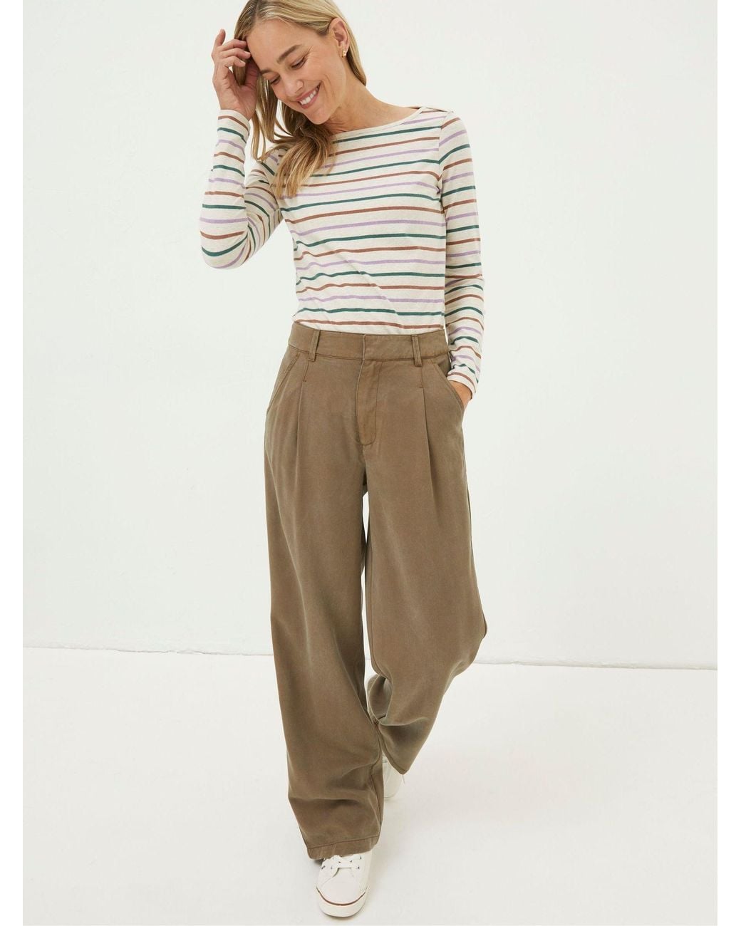 FatFace Gray Blake Wide Leg Drape Trousers