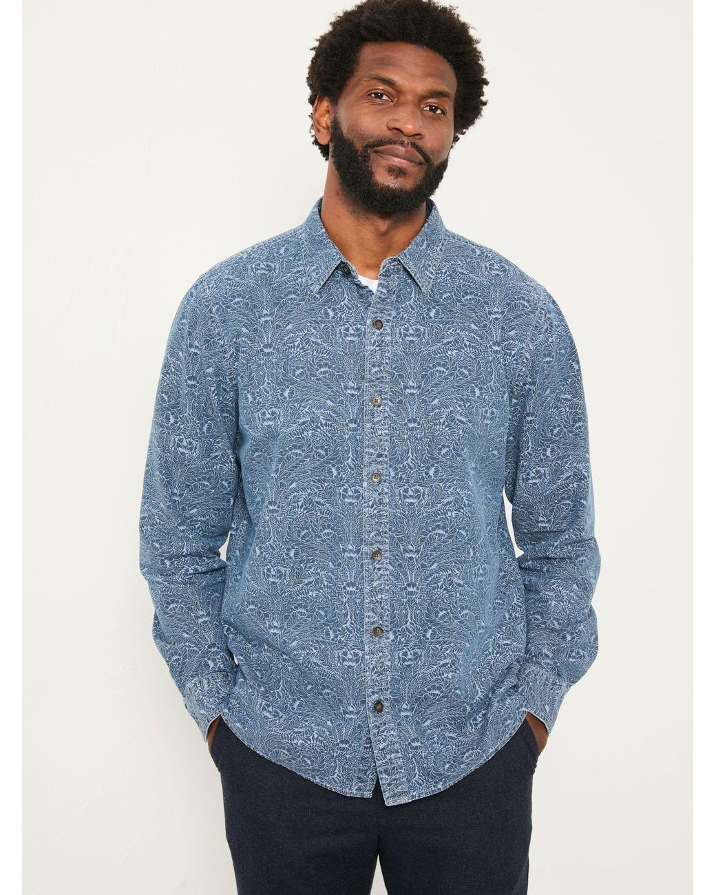 FatFace Blue Long Sleeve Floral Bouquet Print Shirt for men