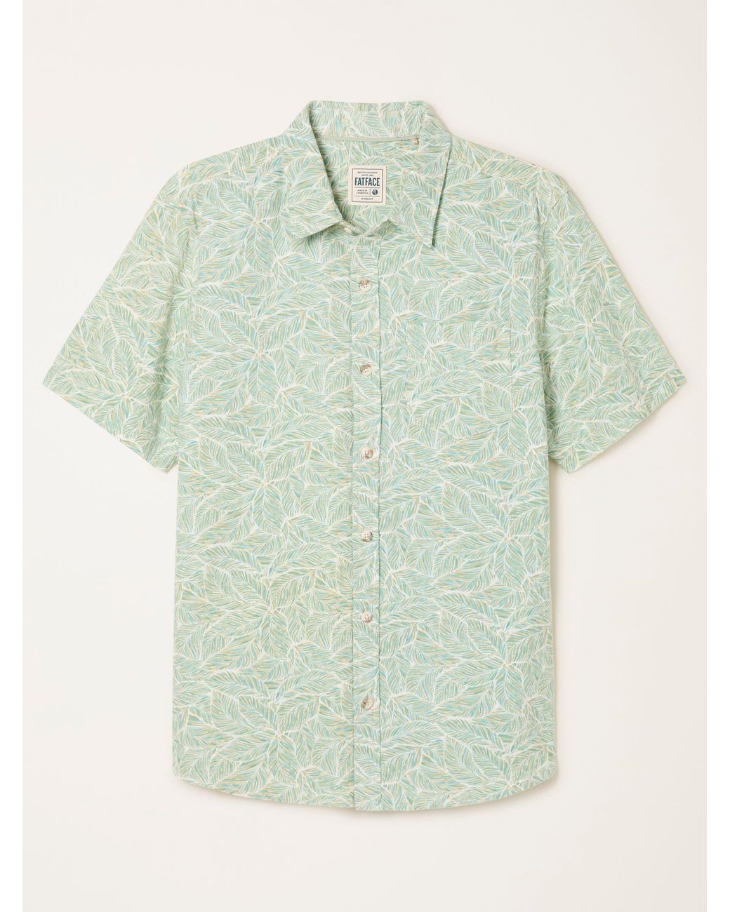FatFace Green Short Sleeve Leaf Print Shirt for men