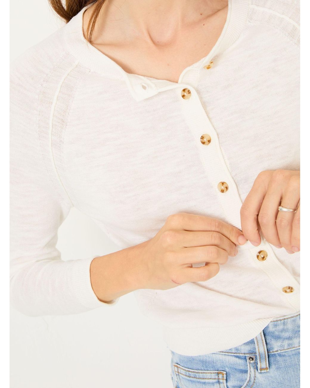 FatFace White Rose Crew Neck Cardigan