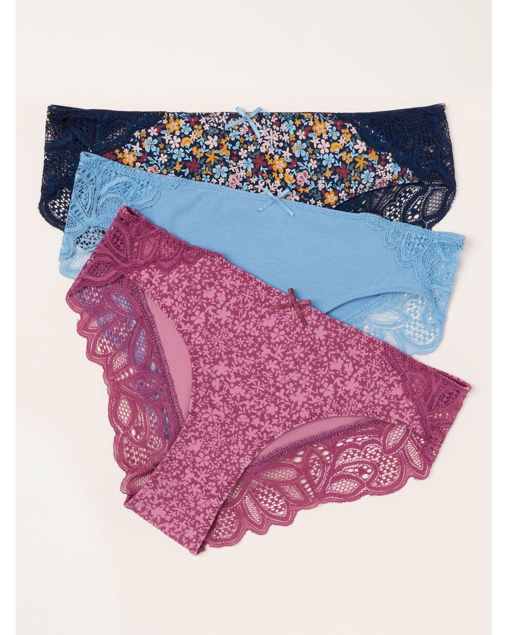 FatFace Pink Fatface 3 Pack Of Brazillian Knickers