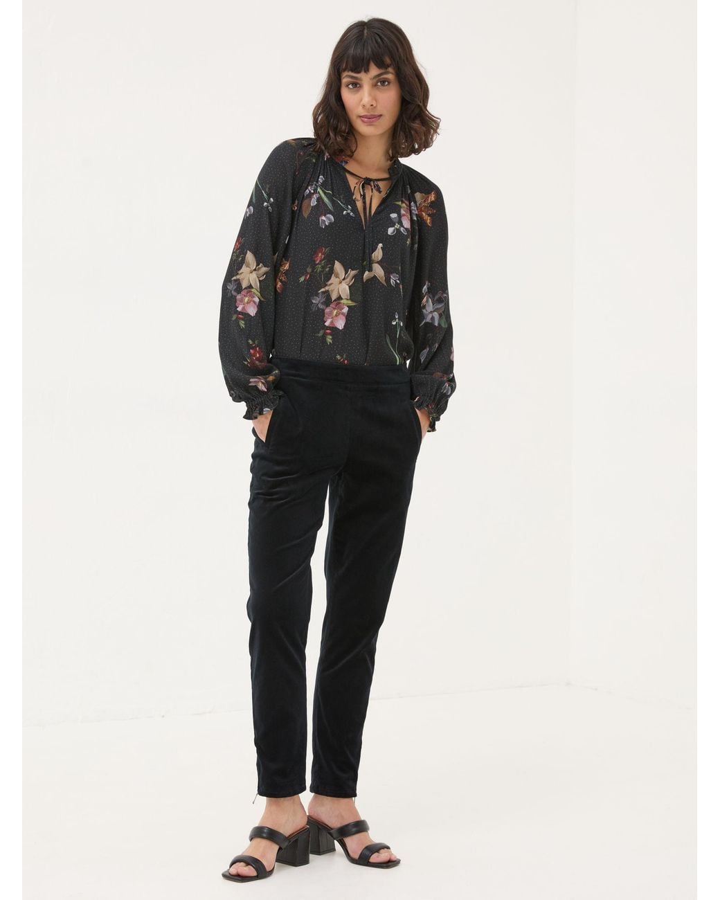 FatFace Black Isobel Velvet Trousers