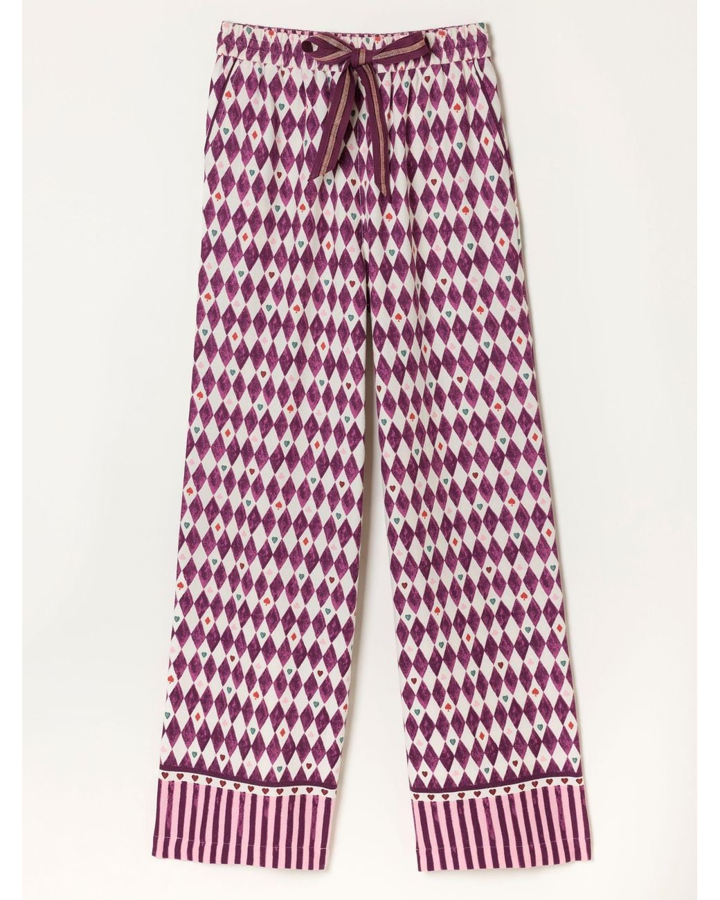 FatFace Pink V & A Lola Harlequin Wide Leg Pyjama Bottoms