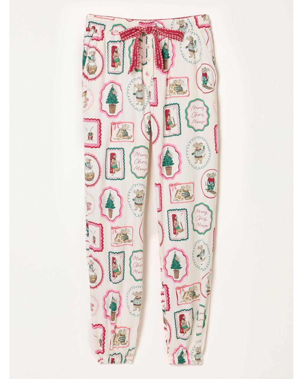 FatFace Pink Shelter Harper Mouse Cuffed Pyjama Bottoms