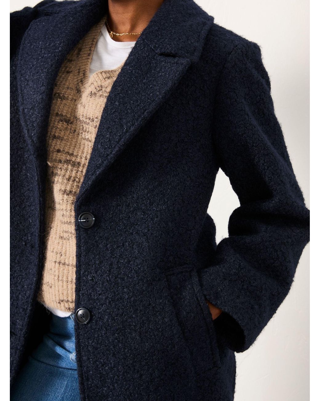 FatFace Black Fern Boucle Coat