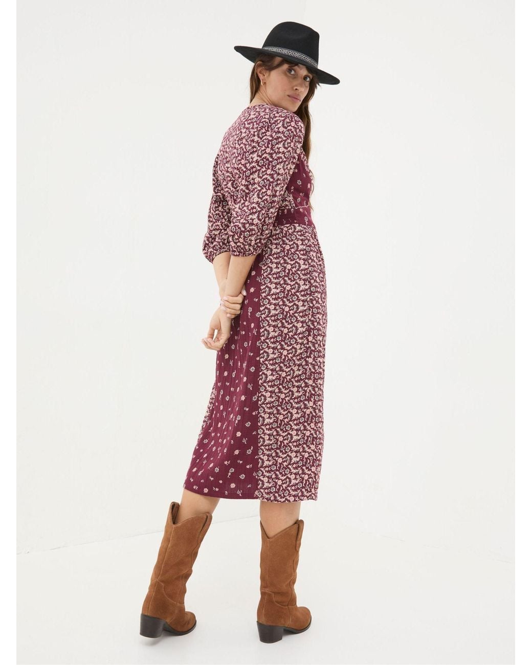 FatFace Red Kelly Wild Ditsy Midi Dress