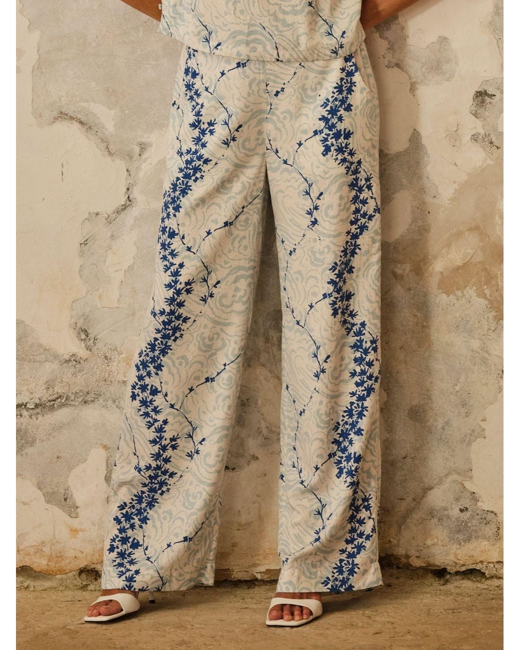 FatFace Brown Fatface V & A Fatface Ivory Archive Petals Jolene Wide Leg Trouser