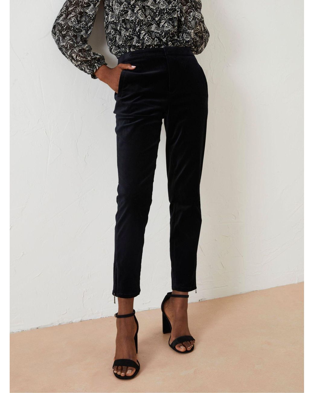 FatFace Black Isobelle Velvet Trousers