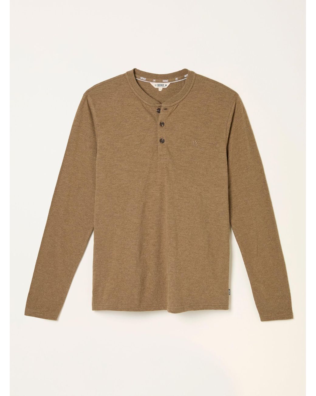 FatFace Blue Henley Long Sleeve Woodside Slub for men