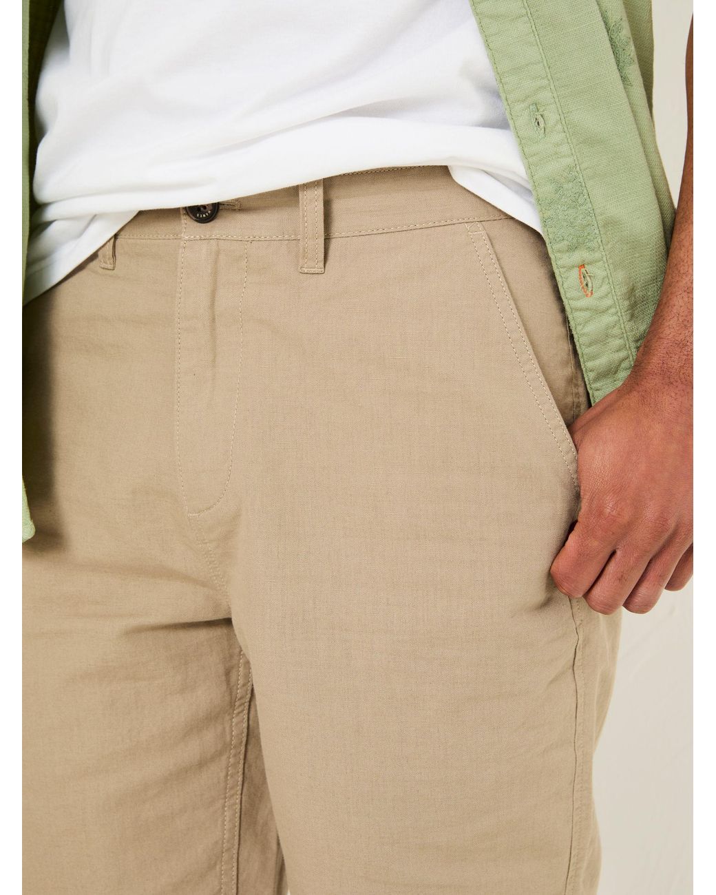 FatFace Natural Mawes Cotton Linen Chino Shorts for men