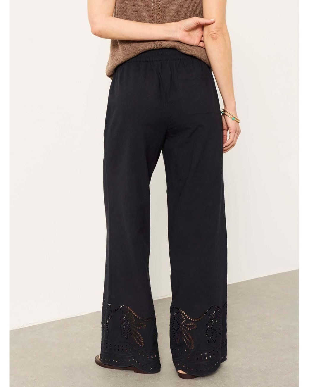 FatFace Metallic Amberly Embroidered Wide Leg Trousers