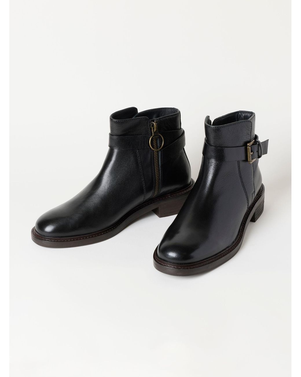 FatFace Black Fatface Clifton Buckle Leather Ankle Boot