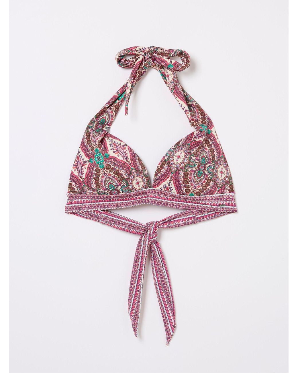 FatFace Pink Cody Detail Paisley Bikini Top