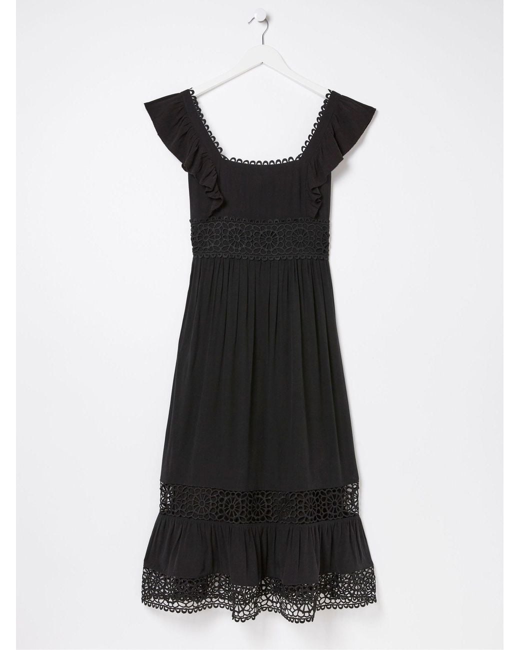 FatFace Natural Hibiscus Lace Midi Dress
