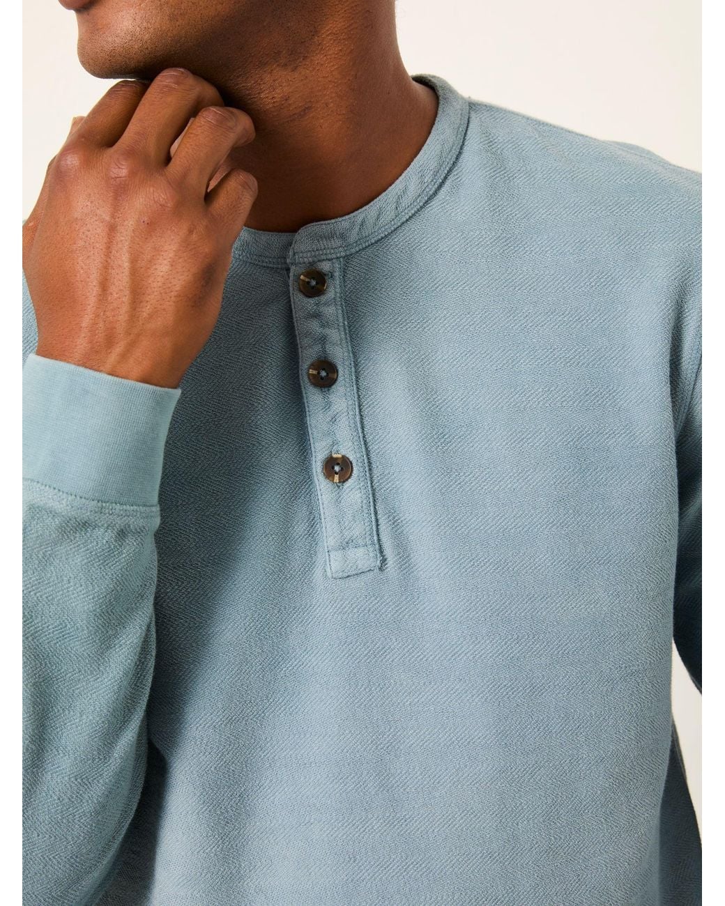 FatFace Blue Herringbone Henley for men