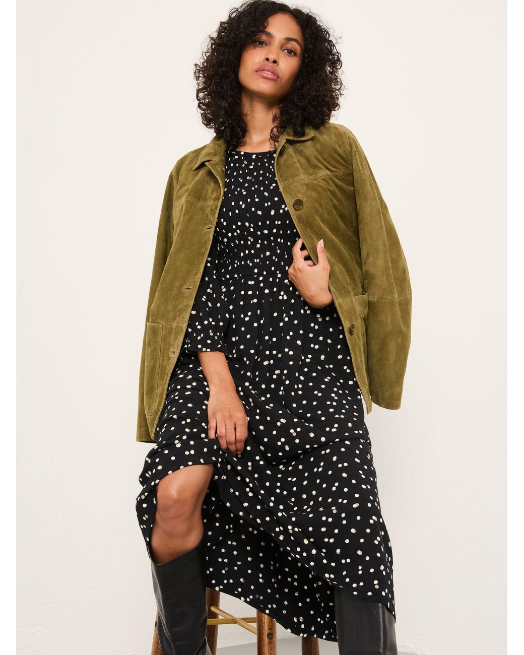 FatFace Black Mabel Petite Midi Dress