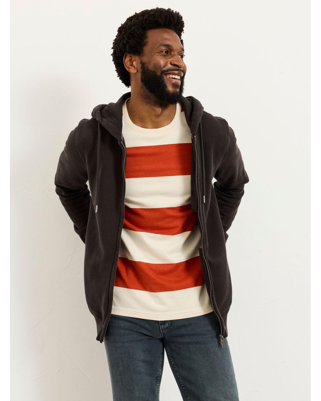 FatFace Black Brooke Zip Through Hoodie for men