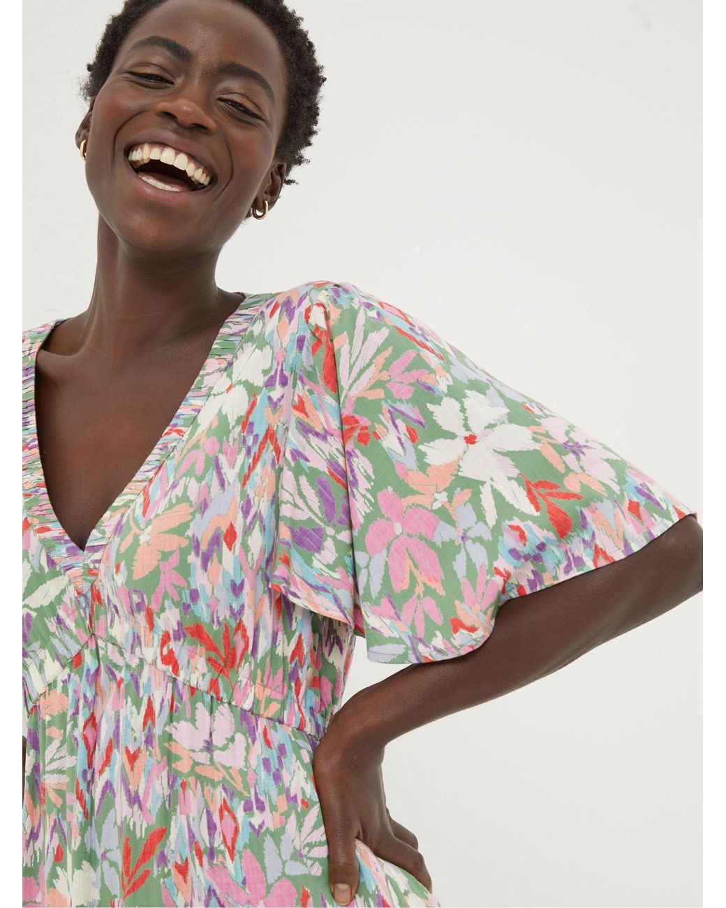 FatFace Green Grace Expressive Floral Midi Dress