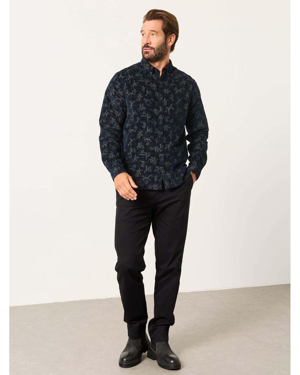 FatFace Blue Long Sleeve Cord Shirt for men