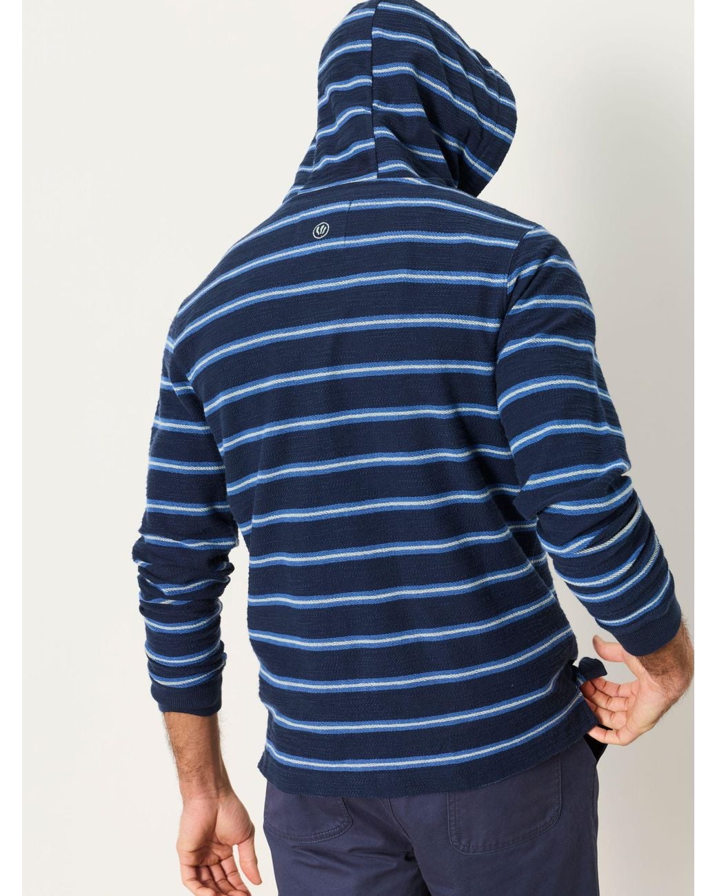 FatFace Blue Trescowe Stripe Zip Through Hoodie for men