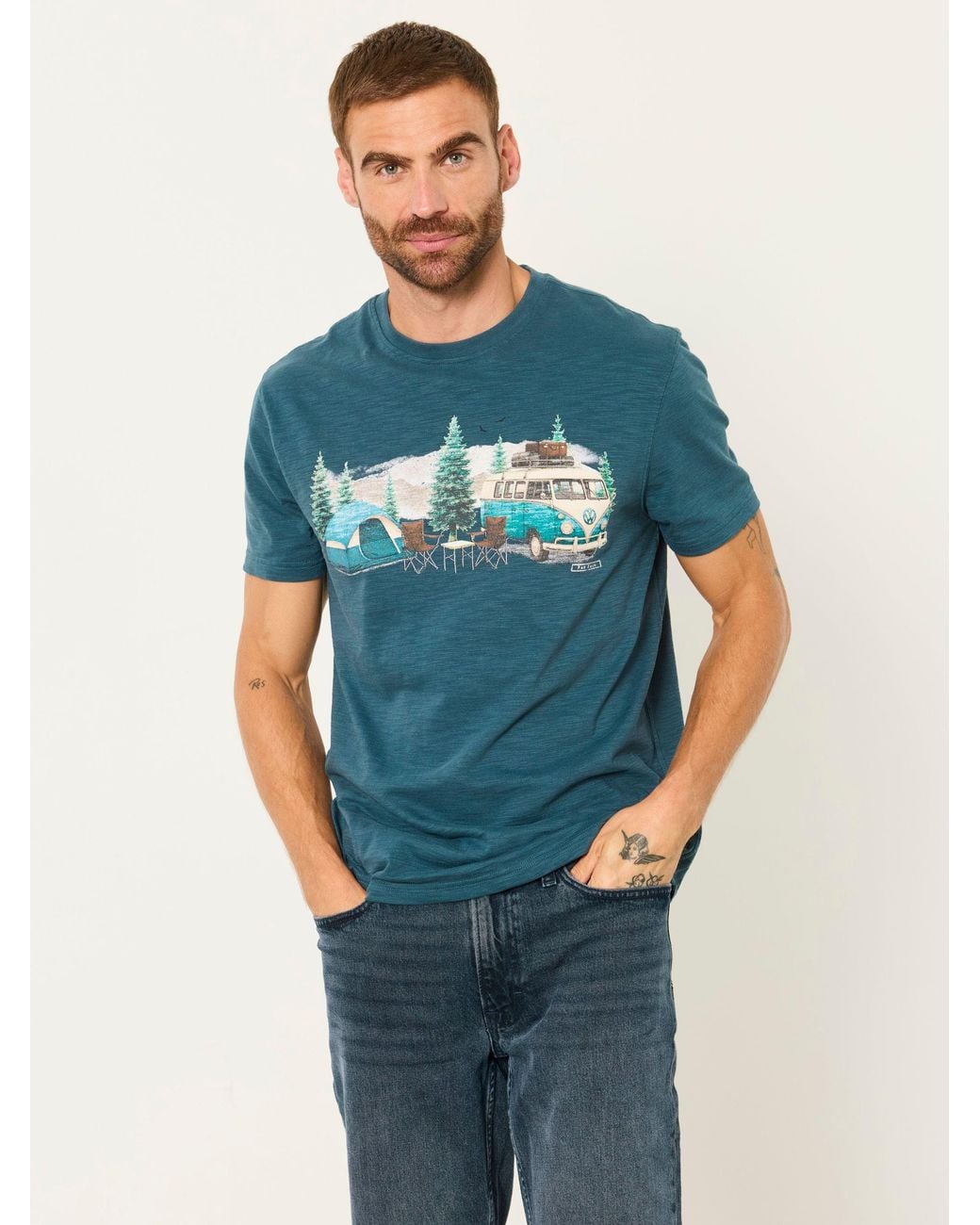 FatFace Blue Vw Camper Graphic T-Shirt for men