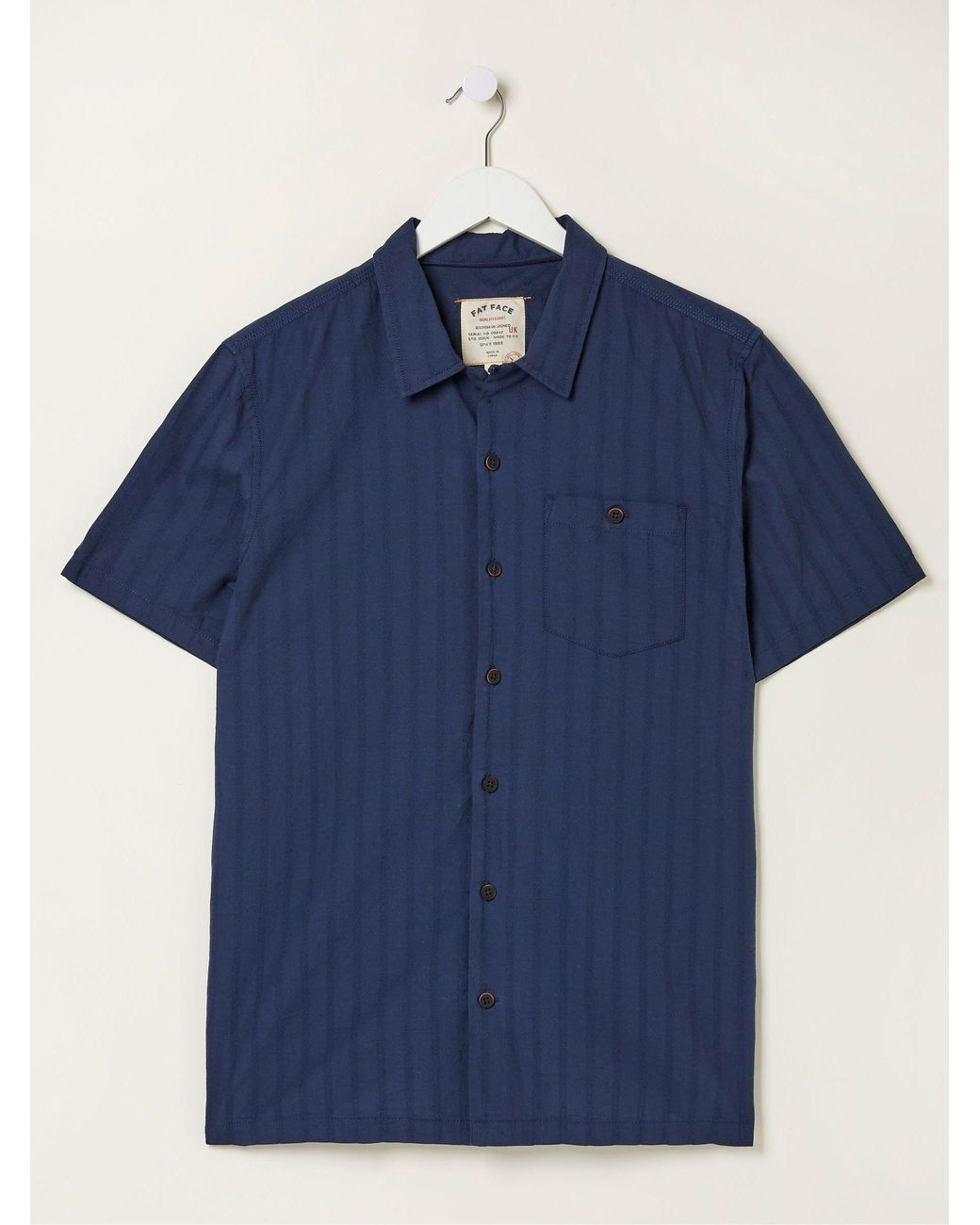 FatFace Blue Fatface Self Stripe Revere Shirt for men