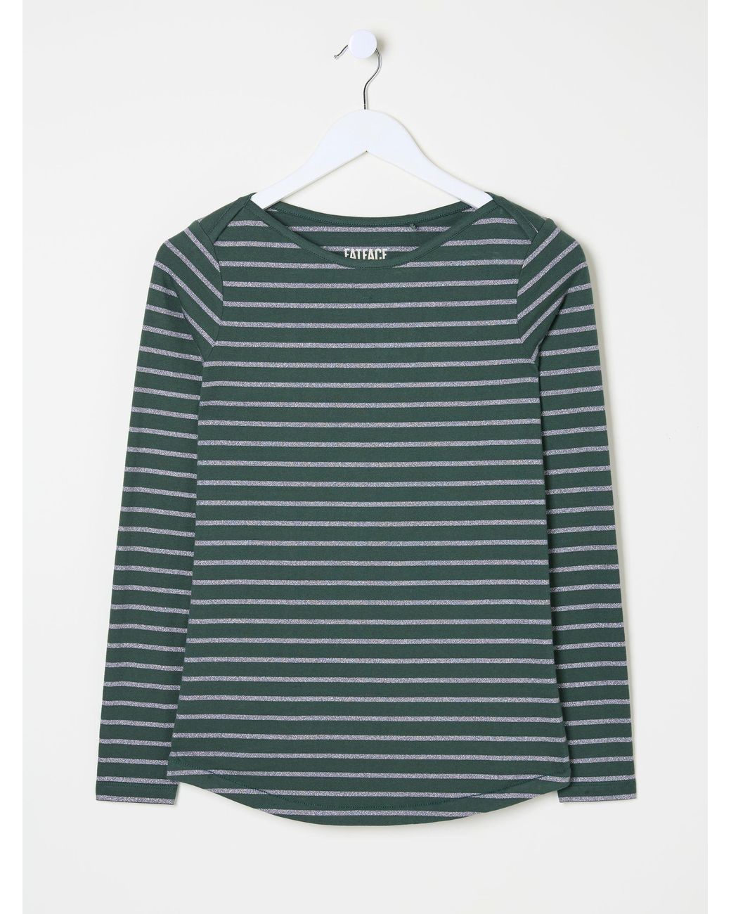 FatFace Green Sparkle Breton T-Shirt