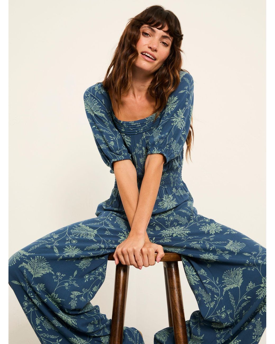 FatFace Blue Helena Petite Jumpsuit