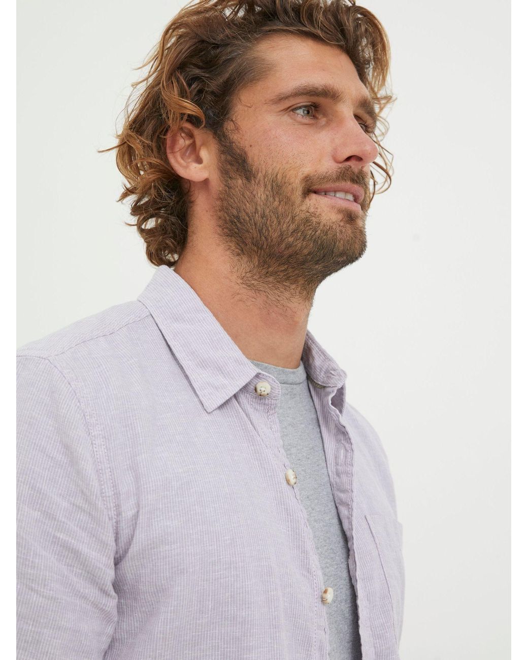 FatFace White Fatface Bugle Micro Stripe Shirt for men