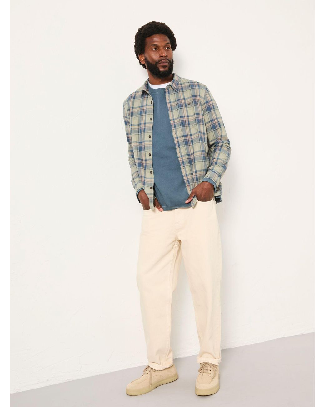 FatFace Brown Trent Long Sleeve Check Shirt for men
