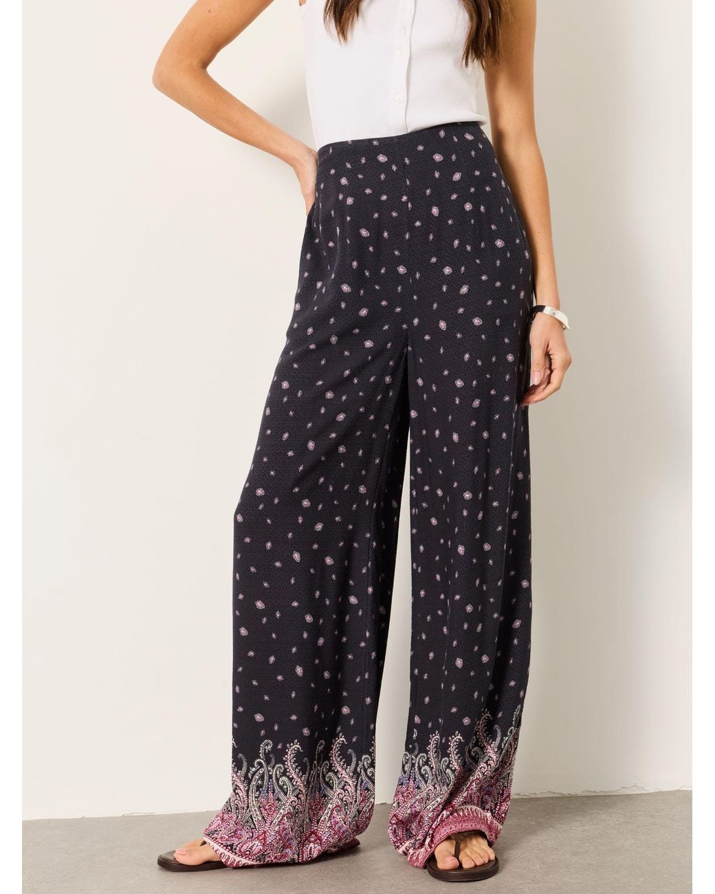FatFace Blue Zelda Paisley Palazzo Trousers
