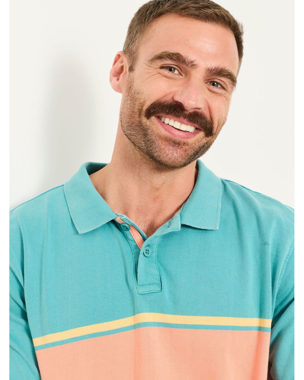 FatFace Blue Ashton Chest Stripe Polo Shirt for men