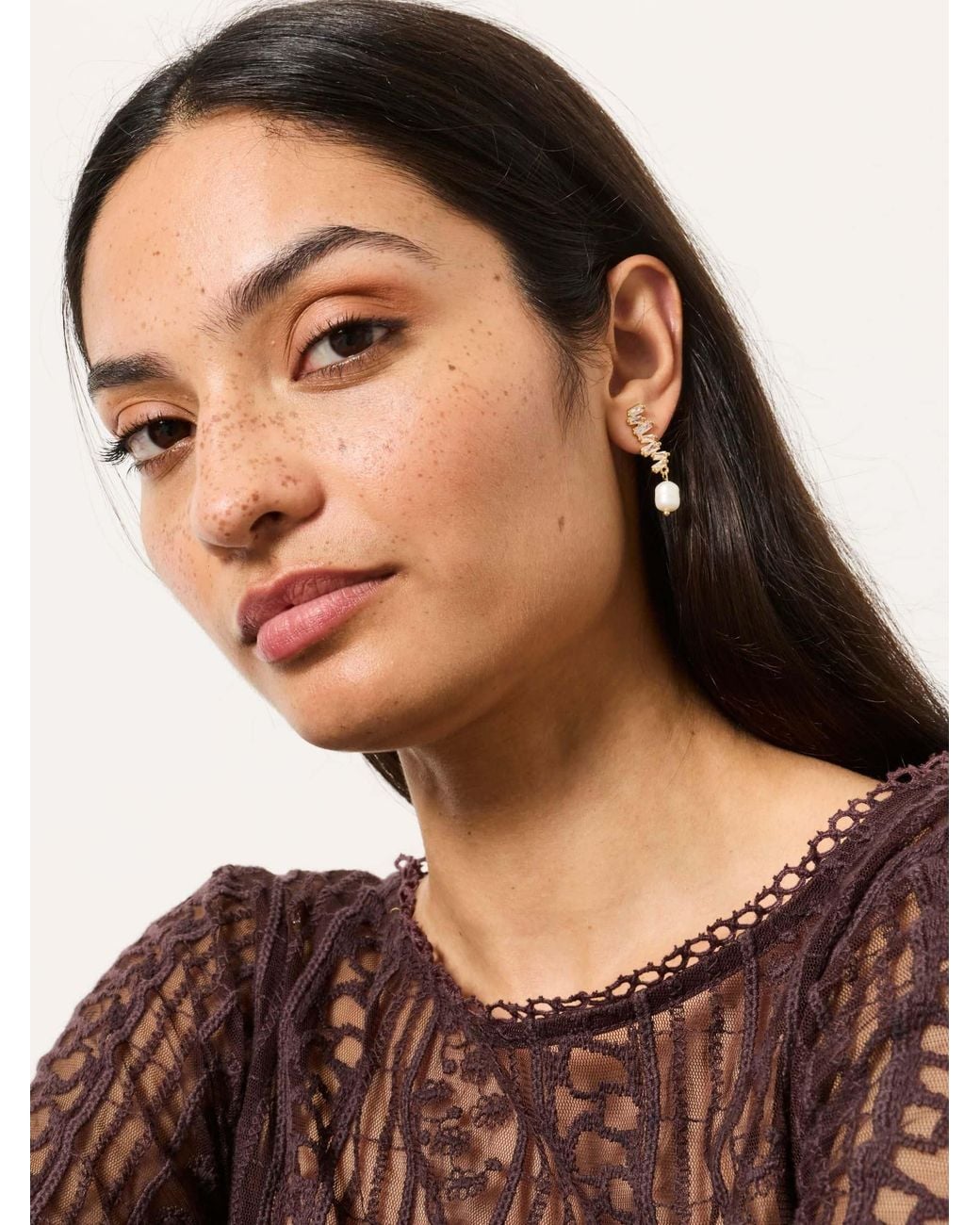 FatFace Natural Faux Pearl Party Earrings
