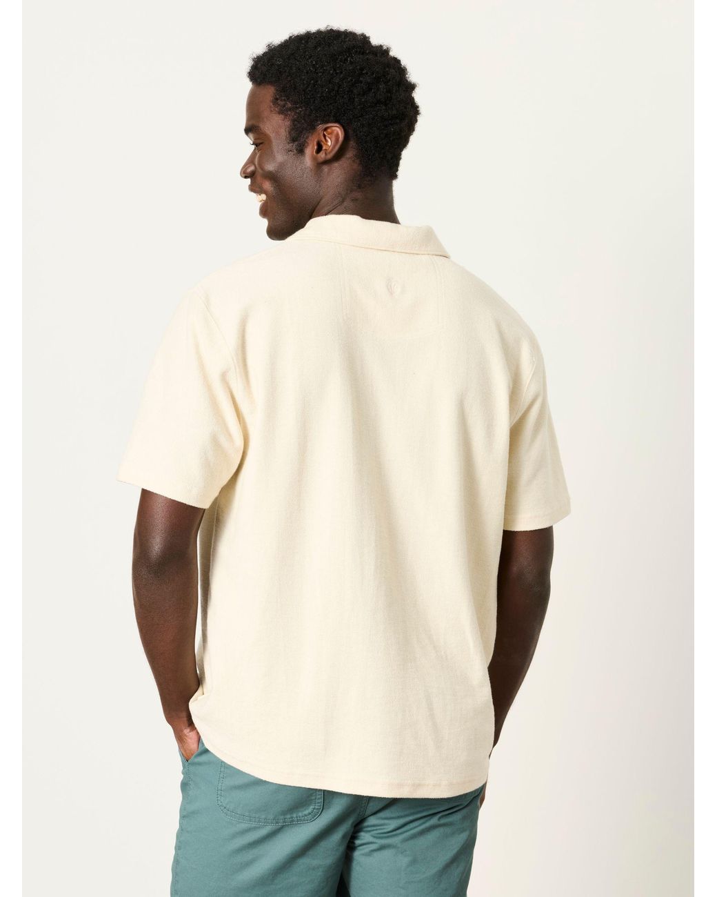 FatFace Natural Fatface Sutton Textured Chest Stripe Polo for men