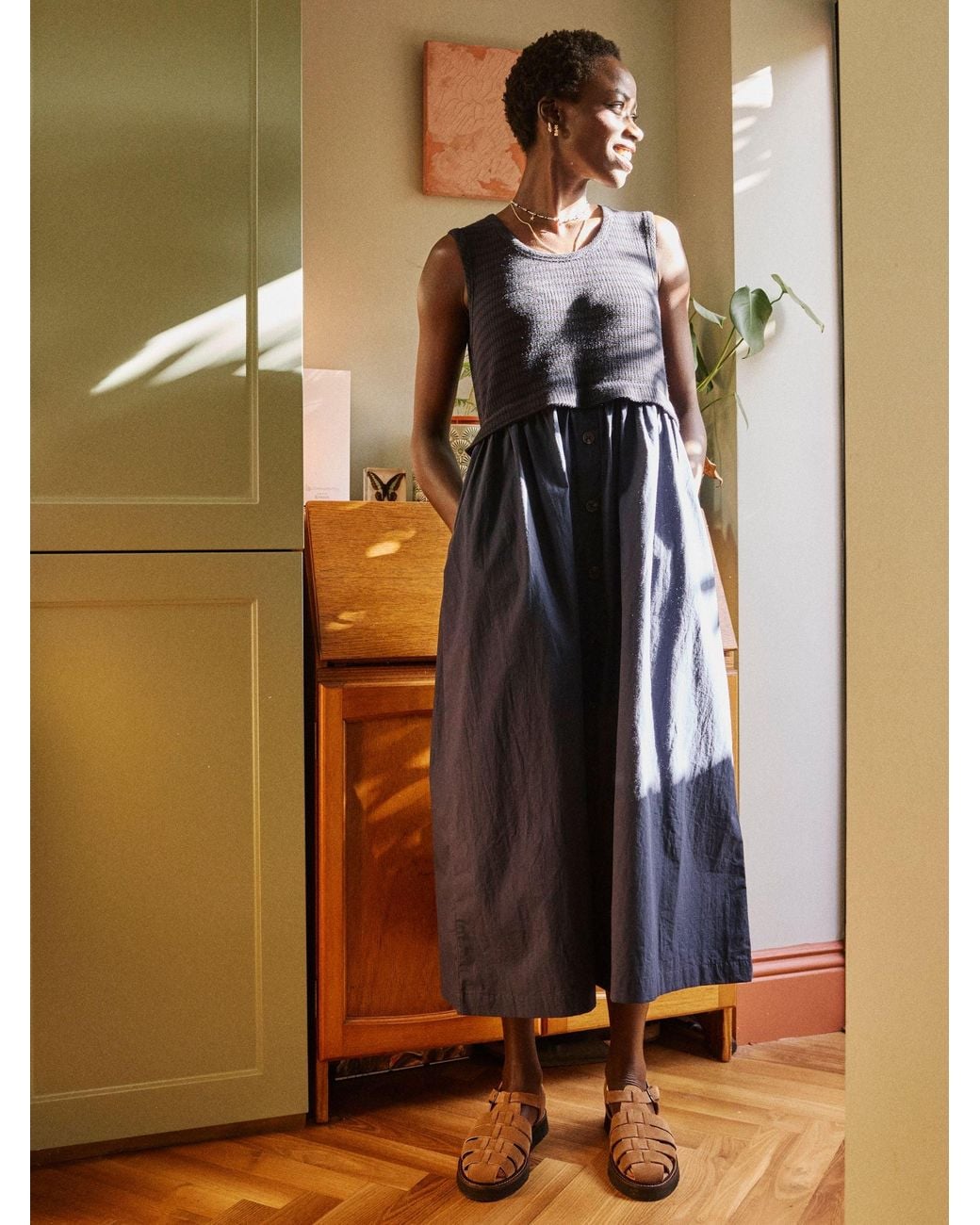 FatFace Blue Sal Midi Dress